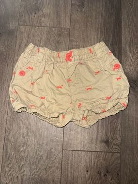 Girls Carter's Tan Shorts with Coral Dog Print